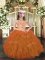 Orange Lace Up Strapless Appliques and Ruffles Evening Gowns Tulle Sleeveless