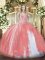 Great Floor Length Coral Red Vestidos de Quinceanera Sweetheart Sleeveless Lace Up