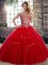 Fantastic Red Lace Up Off The Shoulder Beading Quinceanera Dresses Tulle Sleeveless