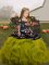 Organza Straps Sleeveless Lace Up Embroidery and Ruffles Kids Pageant Dress in Olive Green