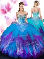 Cute Multi-color Sweetheart Lace Up Beading and Ruffles 15 Quinceanera Dress Sleeveless(SKU SJQDDT791002BIZ)