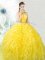 Floor Length Yellow Sweet 16 Quinceanera Dress Scoop Sleeveless Zipper