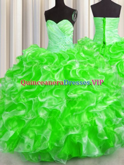 Lace Up Sweetheart Beading and Ruffles Quinceanera Dress Organza Sleeveless - Click Image to Close