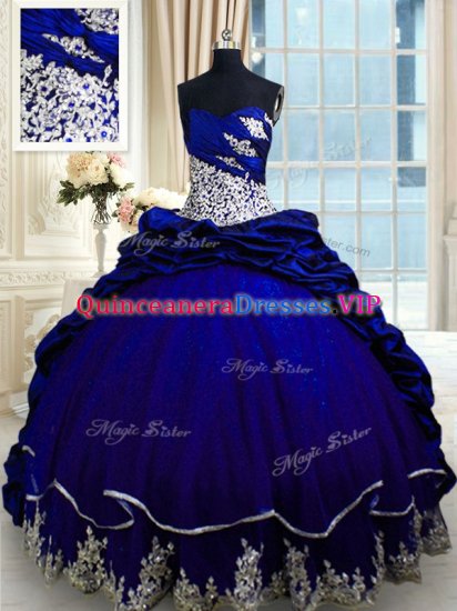 Pick Ups Royal Blue Custom Made Sweetheart Sleeveless Brush Train Lace Up - Click Image to Close