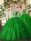 Low Price Floor Length Green Quinceanera Gown Tulle Sleeveless Beading