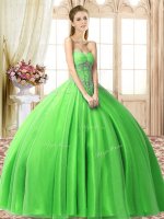 Custom Made Sweetheart Sleeveless Tulle Ball Gown Prom Dress Beading Lace Up