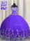 Attractive Purple Lace Up Vestidos de Quinceanera Beading and Appliques Sleeveless Floor Length