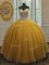 New Arrival Gold Tulle Lace Up Sweetheart Sleeveless Floor Length Sweet 16 Quinceanera Dress Beading
