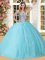 Affordable Baby Blue Sweet 16 Dress Military Ball and Sweet 16 and Quinceanera with Beading Sweetheart Sleeveless Lace Up