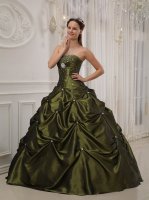 Exquisite Olive Green Quinceanera Dress With Deaded Decorate taffeta For Sweet 16 Quinceaners In Shenandoah Iowa/IA
