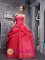 Lima Ohio/OH Pretty Organza Coral Red Quinceanera Dress Beading and Ruch Decorate Pick-ups With Sweetheart Neckline