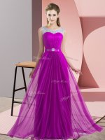 Modern Purple Empire Chiffon Scoop Sleeveless Beading Floor Length Lace Up Court Dresses for Sweet 16(SKU BMT0371-12BIZ)