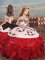 Red Sleeveless Organza Lace Up High School Pageant Dress for Party and Sweet 16 and Wedding Party