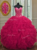 Coral Red Sleeveless Organza Lace Up Sweet 16 Quinceanera Dress for Military Ball and Sweet 16 and Quinceanera(SKU PSSW074-1BIZ)