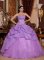 Knoxville Iowa/IA Remarkable Lavender Beading Pick-ups Quinceanera Dress With Strapless Organza Ball Gown