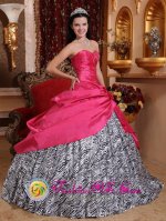 Windermere Cumbria Taffeta and Zebra For Quinceanera Dress With Beading and Hand Made Flowers