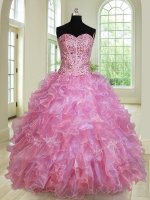 Organza Sleeveless Floor Length 15th Birthday Dress and Beading and Ruffles(SKU PSSW0264BIZ)