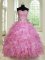 Organza Sleeveless Floor Length 15th Birthday Dress and Beading and Ruffles