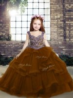 Brown Sleeveless Beading Lace Up Little Girl Pageant Dress(SKU PAG1254-6BIZ)