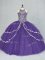 Floor Length Lace Up Quinceanera Gown Purple for Sweet 16 and Quinceanera with Beading