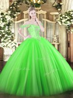 Perfect Floor Length Green Quinceanera Dresses Tulle Sleeveless Beading