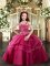 Popular Floor Length Ball Gowns Sleeveless Red Pageant Dress for Teens Lace Up