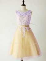 Gold Damas Dress Prom and Party and Wedding Party with Lace Scoop Sleeveless Lace Up