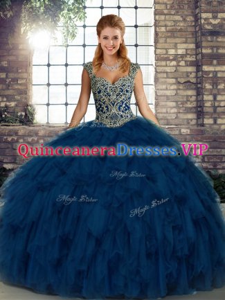 Cheap Organza Sleeveless Floor Length Quinceanera Gown and Beading and Ruffles