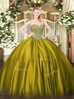 Luxurious Olive Green Sleeveless Beading Floor Length 15th Birthday Dress