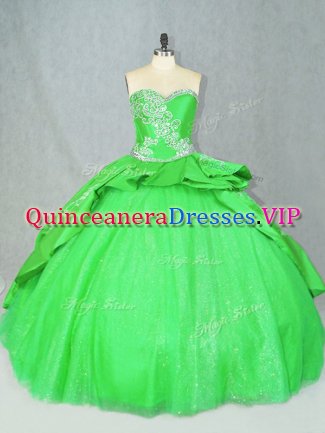 High End Sleeveless Embroidery Lace Up Sweet 16 Dresses with Brush Train