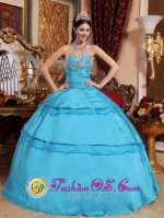 North Hollywood California Appliques Sweetheart Aqua Blue Taffeta Perfect Quinceanera Dress For In California(SKU QDZY680-ABIZ)