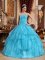 Impression Beaded Embellishments With Aqua Blue Layered Elegant Quinceanera Dress In Johnston Iowa/IA