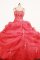 Clearance Ball Gown Strap Floor-length Red Organza Quinceanera Dresses Style FA-W-357