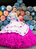 Nice Floor Length Lace Up 15th Birthday Dress Multi-color for Military Ball and Sweet 16 and Quinceanera with Appliques and Embroidery and Ruffles(SKU XBQD004-3BIZ)