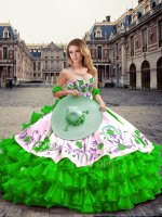 Floor Length Green Quince Ball Gowns Sweetheart Sleeveless Lace Up