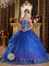 Horw Switzerland Popular Royal Blue Quinceanera Dress with Sweetheart Appliques and Pick-ups