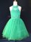 Stunning Green Lace Up Child Pageant Dress Beading and Lace Sleeveless Mini Length