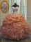 Orange Sleeveless Floor Length Beading and Ruffles and Pick Ups Lace Up 15th Birthday Dress