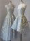 Grey A-line Scoop Sleeveless Tulle Tea Length Criss Cross Lace Quinceanera Court Dresses