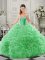 Fabulous Sweetheart Sleeveless Organza Quinceanera Dresses Beading and Ruffles Court Train Lace Up