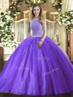 Fitting Lavender Sleeveless Floor Length Beading Lace Up 15th Birthday Dress(SKU SJQDDT1440002-2BIZ)
