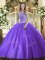 Fitting Lavender Sleeveless Floor Length Beading Lace Up 15th Birthday Dress
