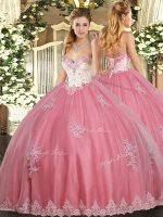 Shining Floor Length Watermelon Red Military Ball Gowns Sweetheart Sleeveless Lace Up(SKU SJQDDT1348002BIZ)