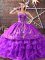 Floor Length Purple Quince Ball Gowns Sweetheart Sleeveless Lace Up