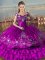 Glittering Floor Length Purple Sweet 16 Quinceanera Dress Off The Shoulder Sleeveless Lace Up