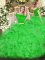 Flirting Floor Length Green 15 Quinceanera Dress Organza Short Sleeves Appliques and Ruffles