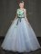 Suitable Scoop Light Blue Lace Up 15th Birthday Dress Appliques Sleeveless Floor Length