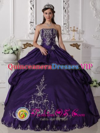 Peterlee Durham Taffeta With Embroidery Elegant Purple Remarkable Quinceanera Dress For Strapless Ball Gown