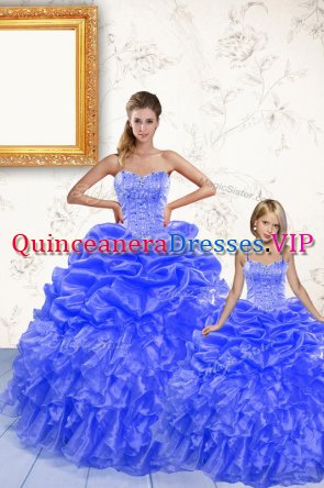 Stylish Sleeveless Lace Up Floor Length Beading and Ruffles and Pick Ups Ball Gown Prom Dress