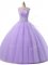 Floor Length Lavender Vestidos de Quinceanera Tulle Sleeveless Beading and Lace